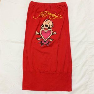 Ed Hardy Tube Top Mini Dress Tattoo Skull & Heart